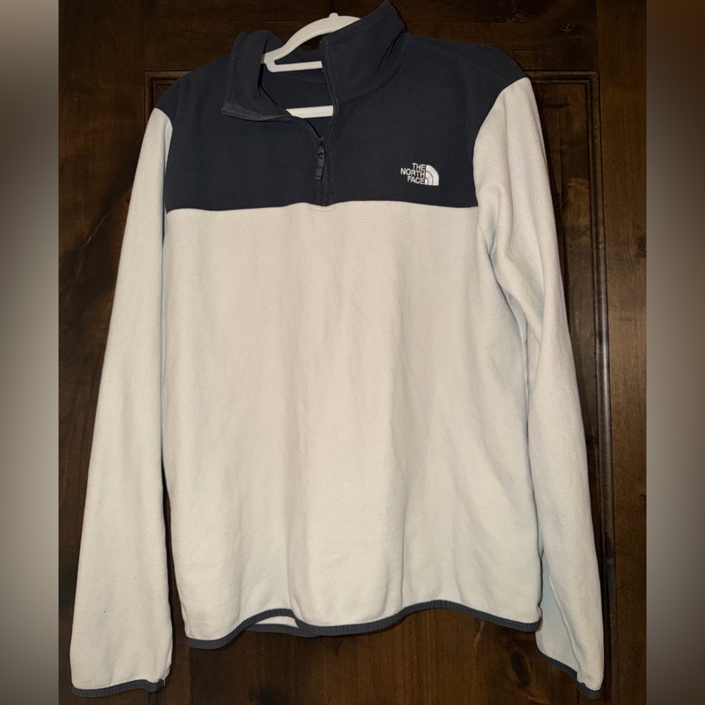 The North Face Ivory and Grey Glacier Quarter Zip Fleece Pullover